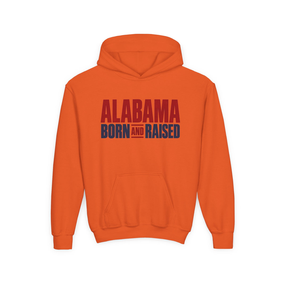 Alabama Born and Raised Minimal Heritage Unisex Youth Heavy Blend Hooded Sweatshirt Graphic