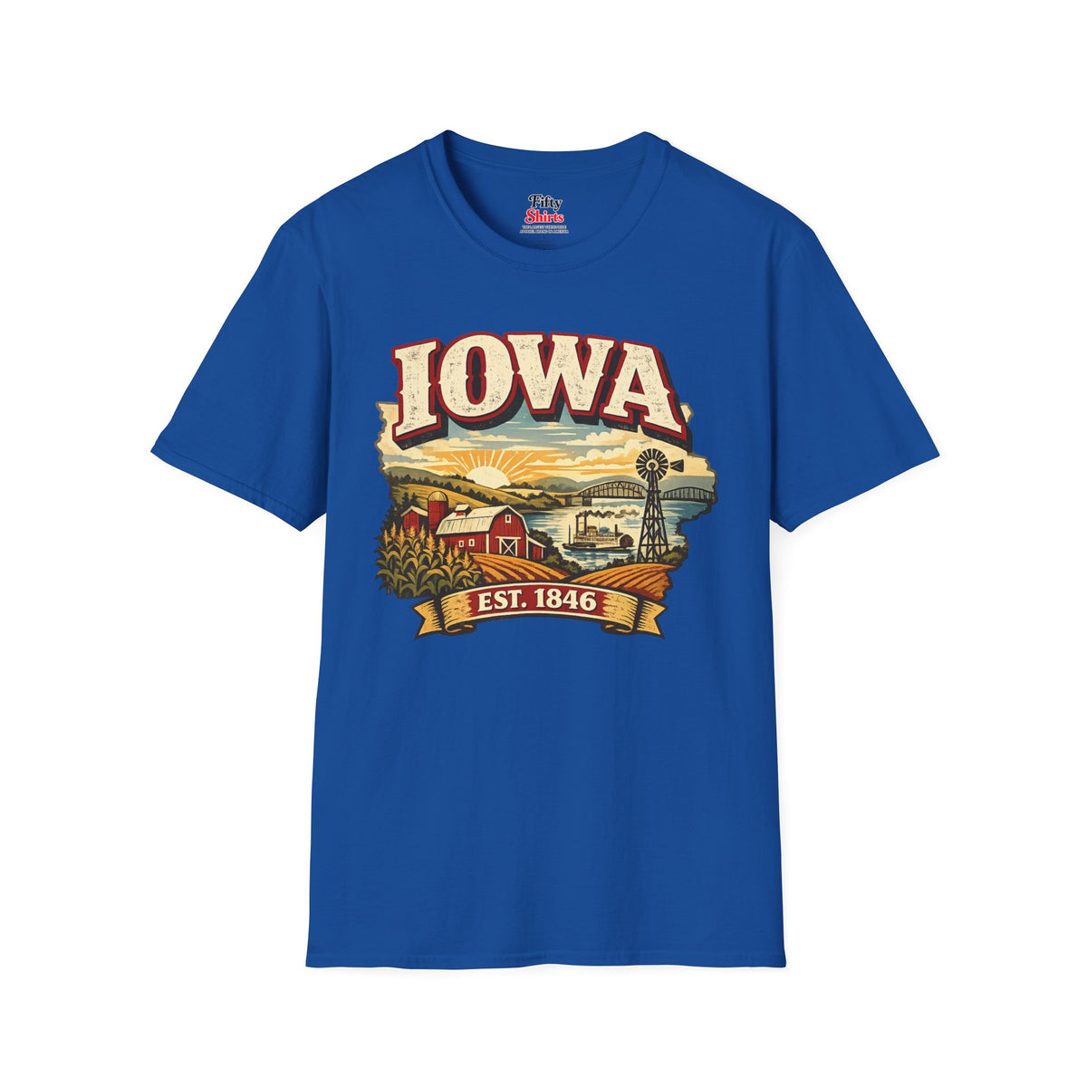 Vintage Iowa Heritage Unisex Softstyle T Shirt State Pride Graphic Tee Collections FS03