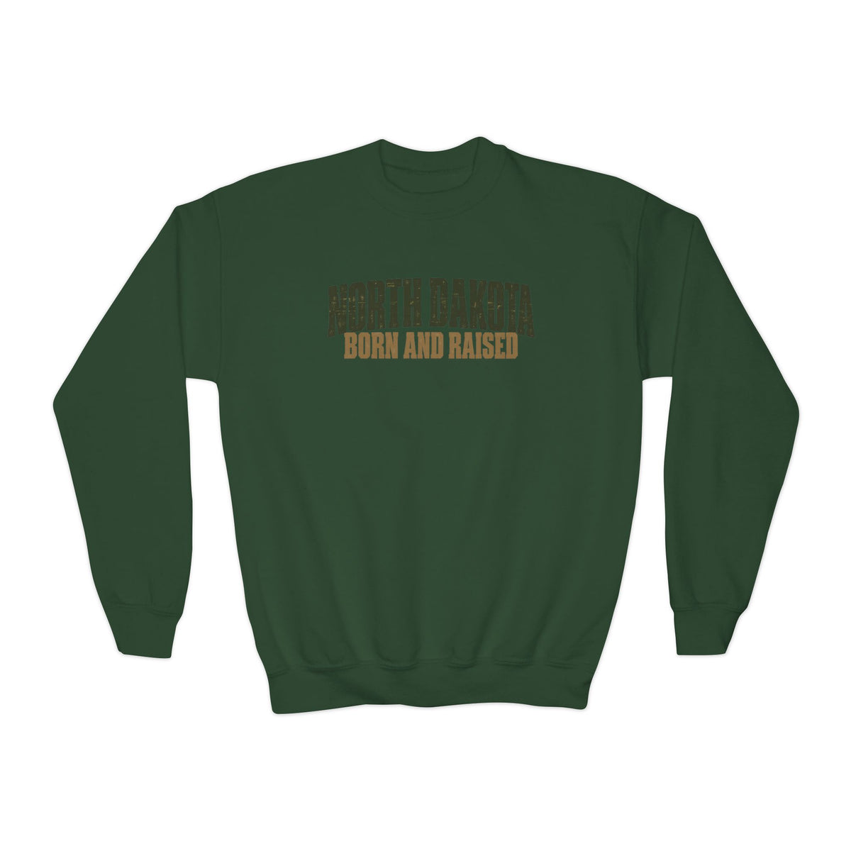 North Dakota Born and Raised Minimal Great Plains Unisex Youth Crewneck Sweatshirt Graphic