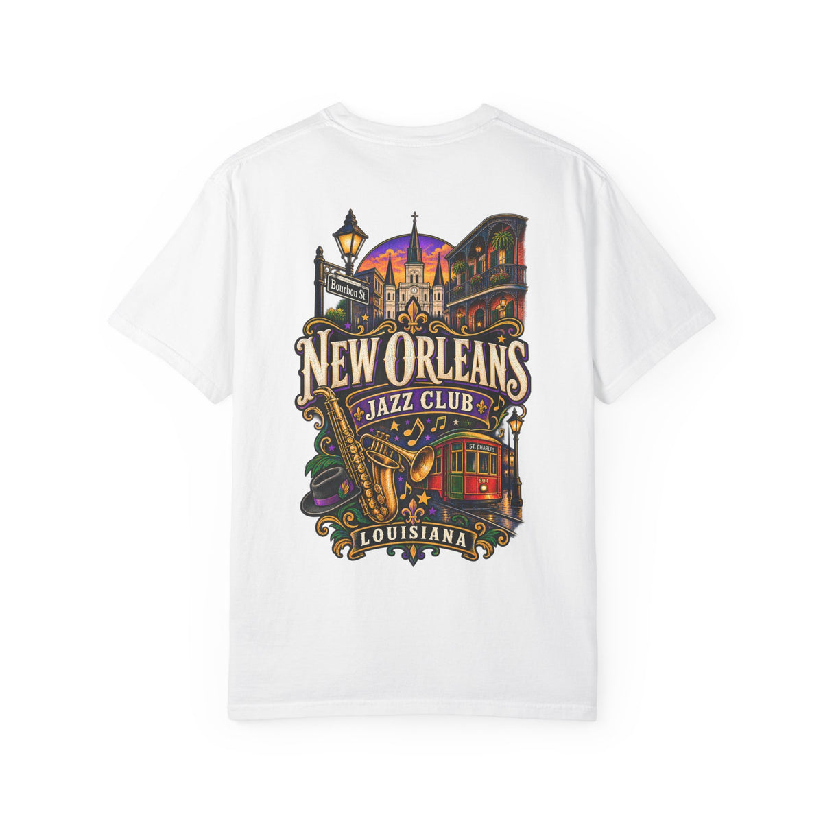 Louisiana New Orleans Jazz Club Unisex Comfort Color 1717 Streetwear Graphic Tee