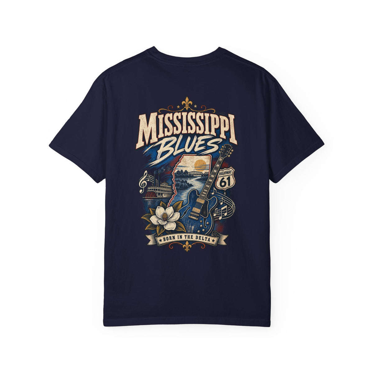 Mississippi Blues Unisex Comfort Color 1717 Streetwear Graphic Tee