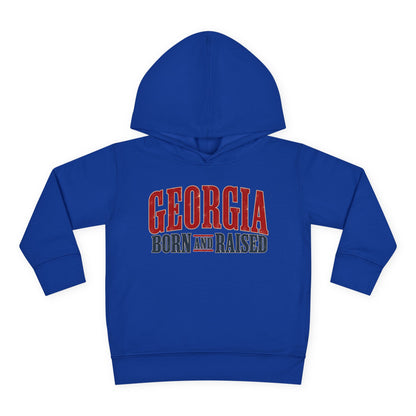 Georgia Born and Raised Southern Heritage Unisex Toddler Pullover Fleece Hoodie