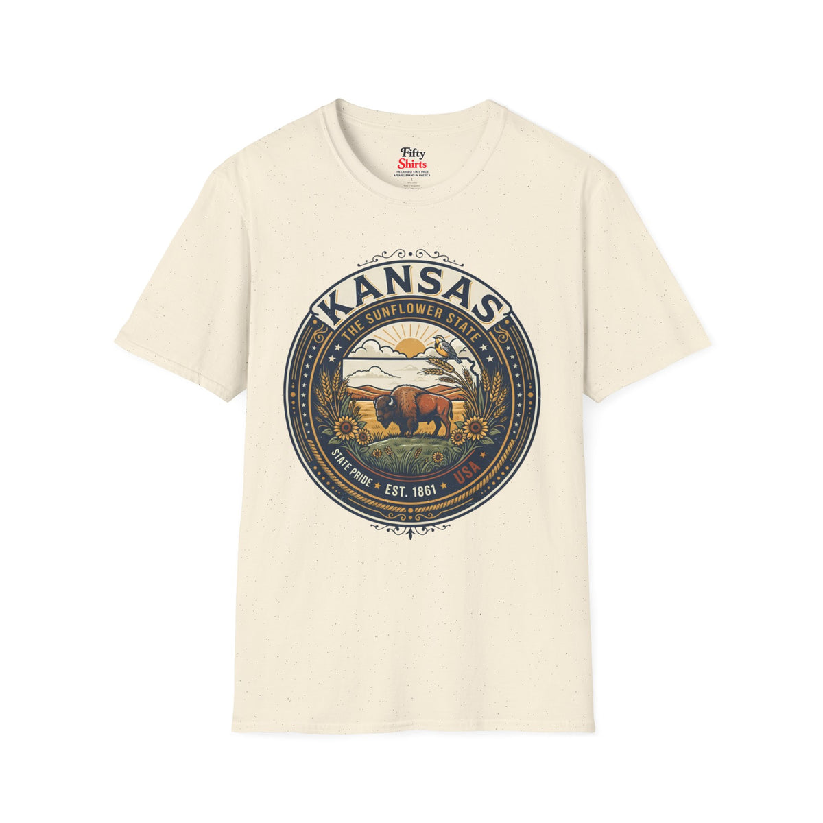 Kansas State Pride Emblem Unisex Softstyle T Shirt State Pride Graphic Tee Collections FS03