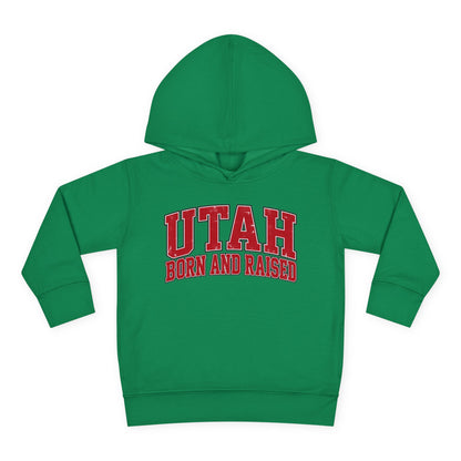 Utah Born and Raised Collegiate Classic Unisex Toddler Pullover Fleece Hoodie