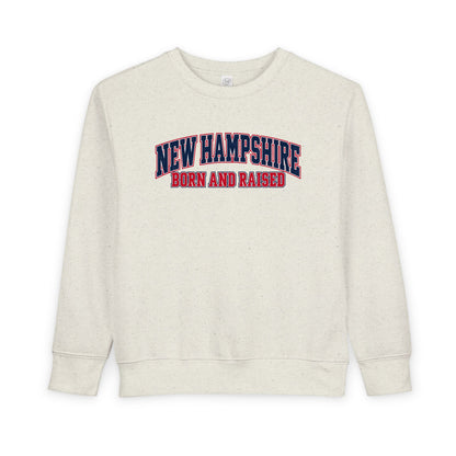 New Hampshire Born and Raised Premium Collegiate Unisex Toddler Sweatshirt Graphic