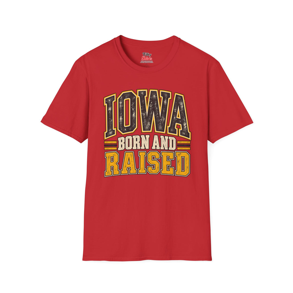 Iowa Born and Raised Unisex Softstyle T Shirt State Name Graphic Tee