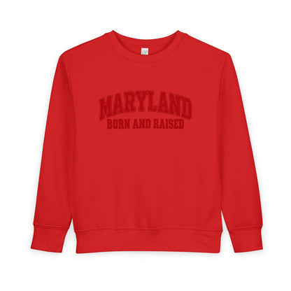 Maryland Born and Raised Classic Collegiate Unisex Toddler Sweatshirt
