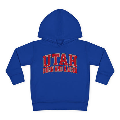 Utah Born and Raised Collegiate Classic Unisex Toddler Pullover Fleece Hoodie
