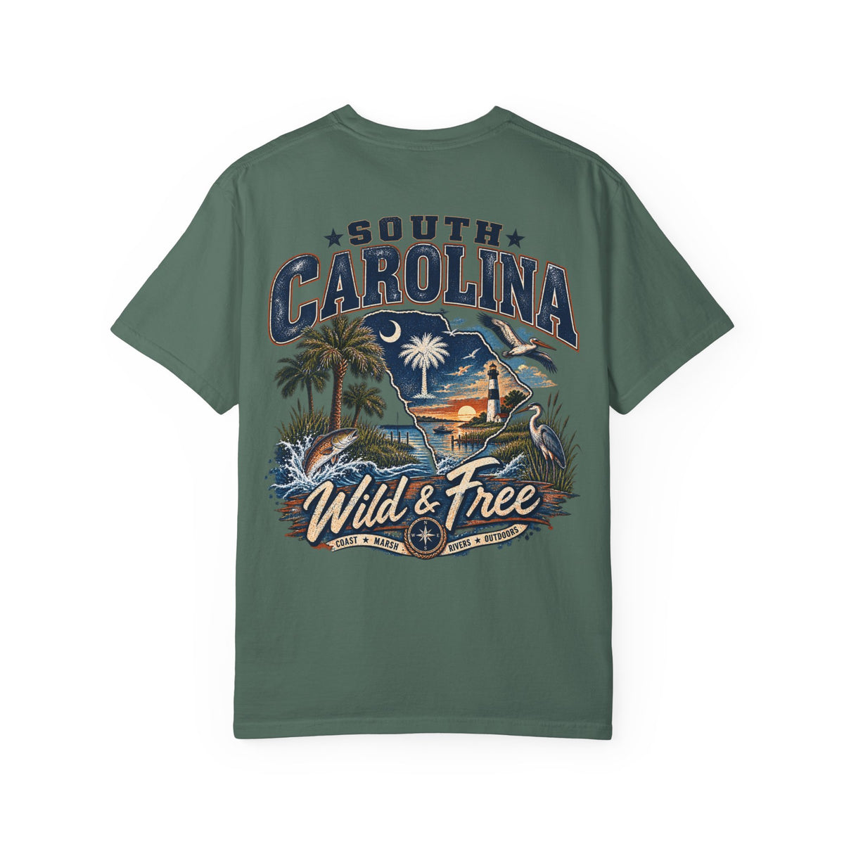 South Carolina Wild & Free Unisex Comfort Color 1717 Streetwear Graphic Tee