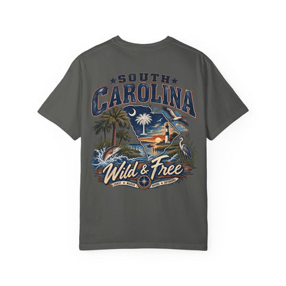 South Carolina Wild & Free Unisex Comfort Color 1717 Streetwear Graphic Tee