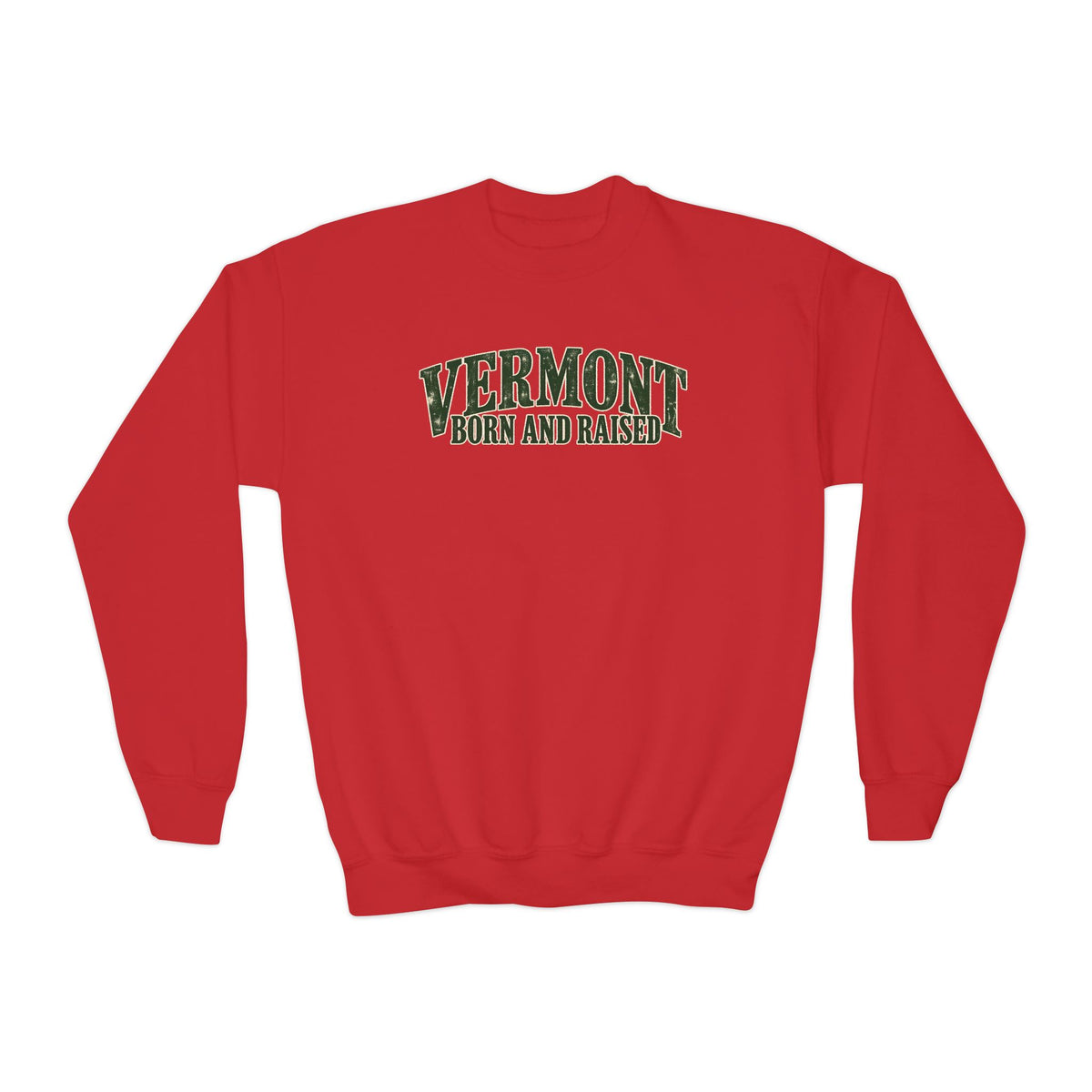 Vermont Born and Raised New England Heritage Unisex Youth Crewneck Sweatshirt