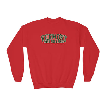 Vermont Born and Raised New England Heritage Unisex Youth Crewneck Sweatshirt