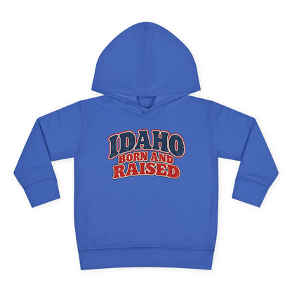 Idaho Born and Raised Retro 1970s Unisex Toddler Pullover Fleece Hoodie