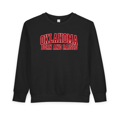 Oklahoma Born and Raised Vintage Collegiate Unisex Toddler Sweatshirt