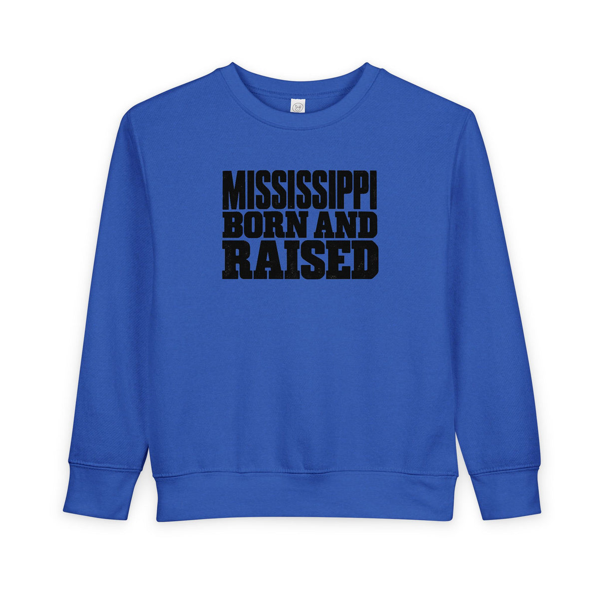Mississippi Born and Raised Bold Workwear Style Unisex Toddler Sweatshirt