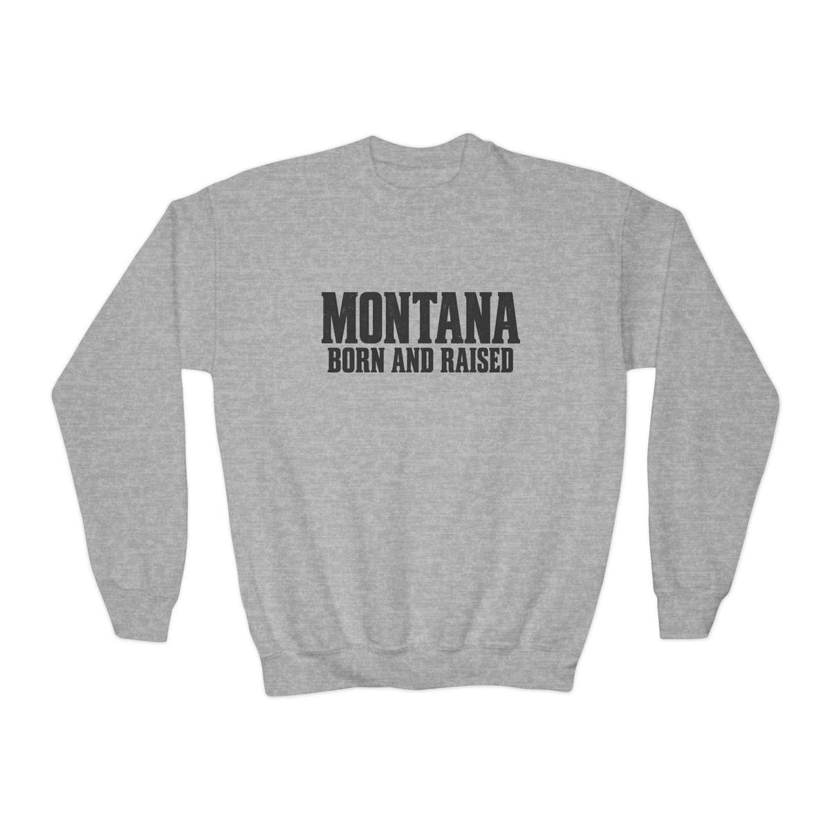 Montana Born and Raised Modern Western Streetwear Unisex Youth Crewneck Sweatshirt