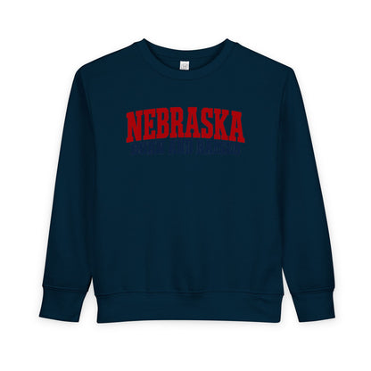 Nebraska Born and Raised Rugged Workwear Unisex Toddler Sweatshirt Graphic