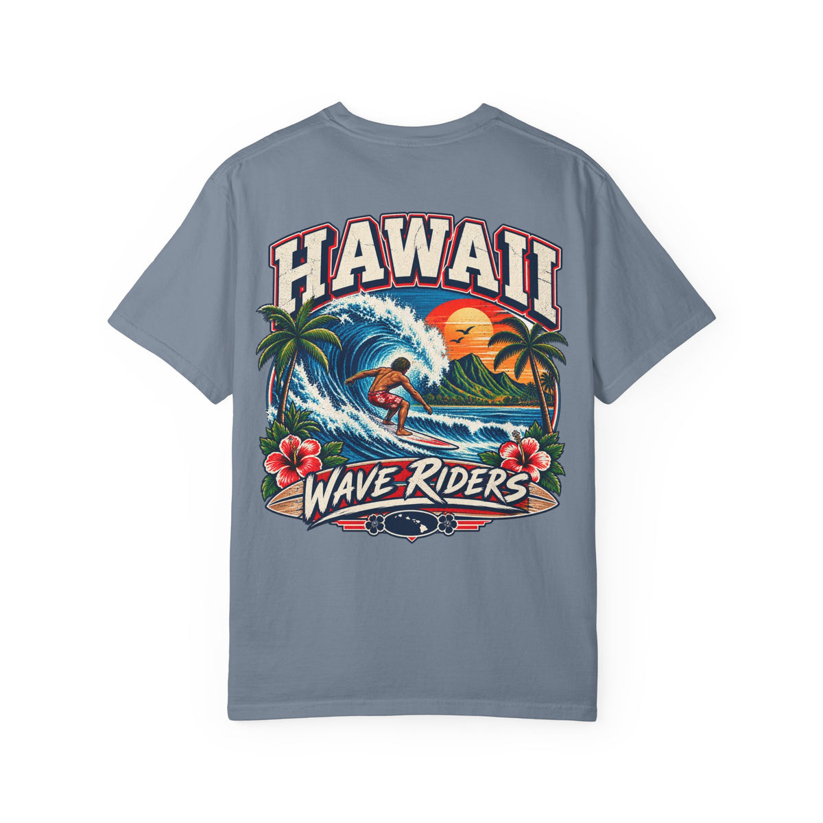 Hawaii Wave Riders Unisex Comfort Color 1717 Streetwear Graphic Tee