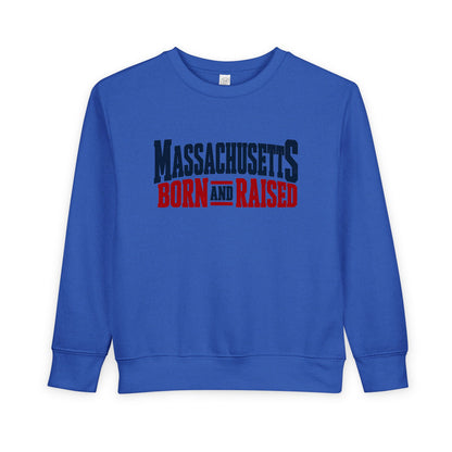 Massachusetts Born and Raised Bold Americana Unisex Toddler Sweatshirt