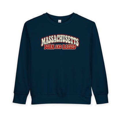 Massachusetts Born and Raised Retro 1970s Unisex Toddler Sweatshirt