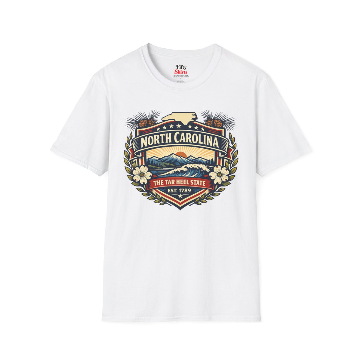 North Carolina Heritage Badge Unisex Softstyle T Shirt State Pride Graphic Tee Collections FS03