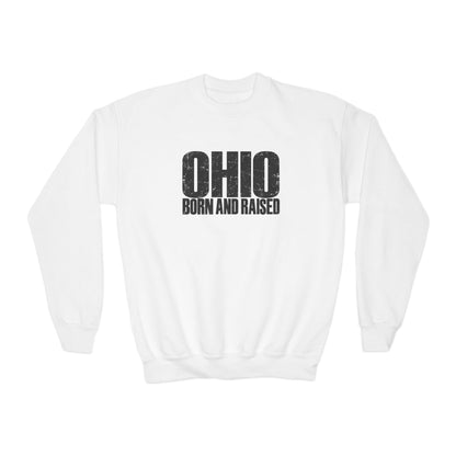 Ohio Born and Raised Modern Midwest Streetwear Unisex Youth Crewneck Sweatshirt Graphic