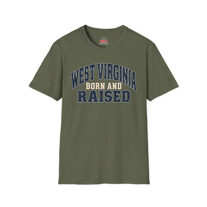 West Virginia Born and Raised Unisex Softstyle T Shirt State Name Graphic Tee