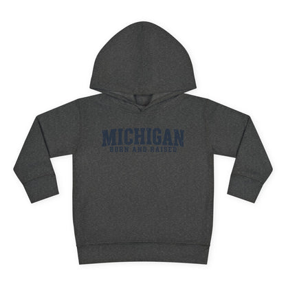 Michigan Born and Raised Rustic Midwest Unisex Toddler Pullover Fleece Hoodie