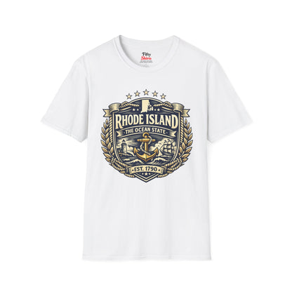 Rhode Island Heritage Badge Unisex Softstyle T Shirt State Pride Graphic Tee Collections FS03