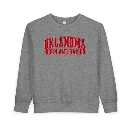 Oklahoma Born and Raised Vintage Collegiate Unisex Toddler Sweatshirt