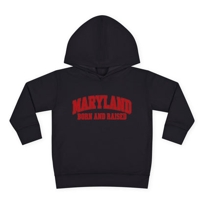 Maryland Born and Raised Classic Collegiate Unisex Toddler Pullover Fleece Hoodie