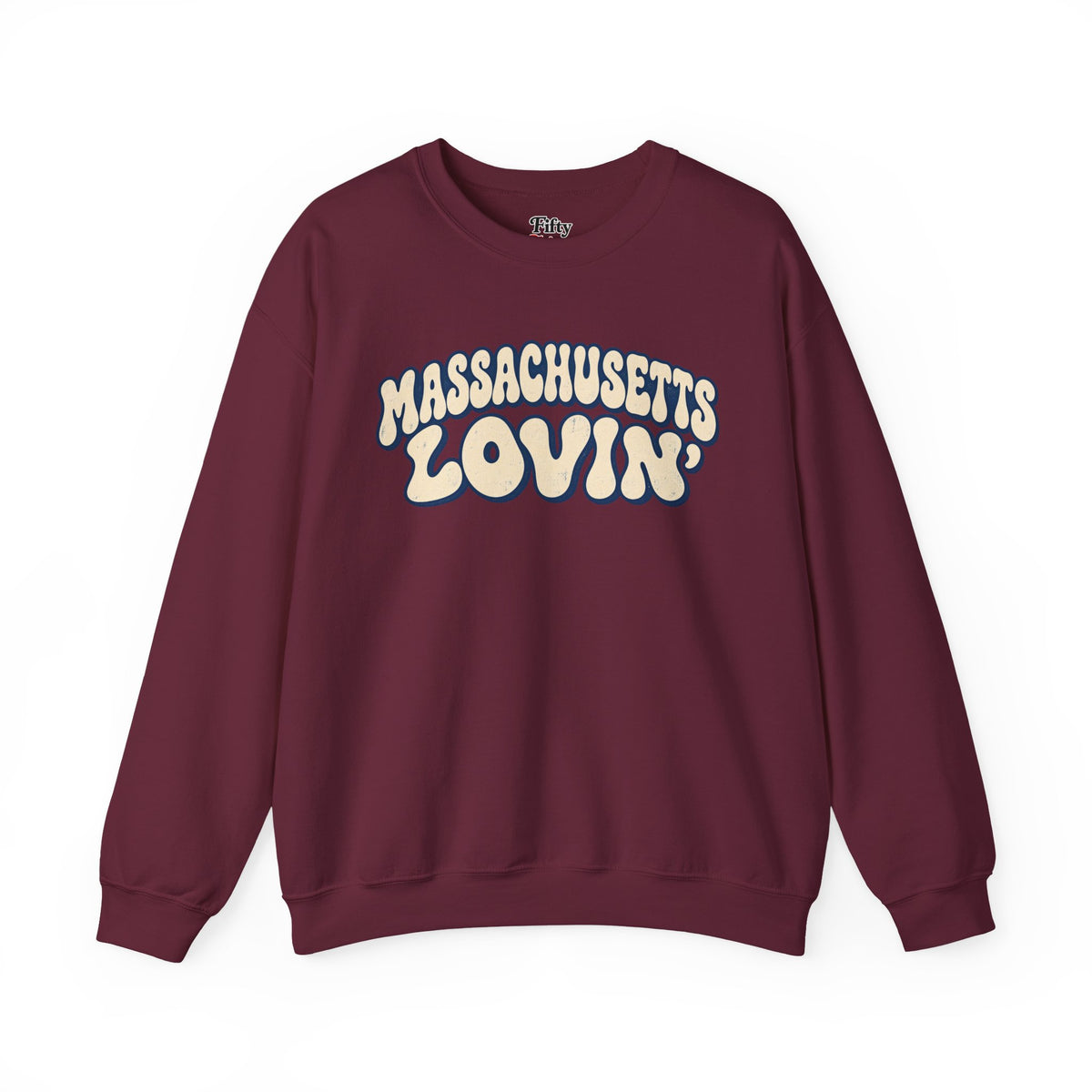 Massachusetts Lovin Unisex Crewneck Sweatshirt State Name Graphic