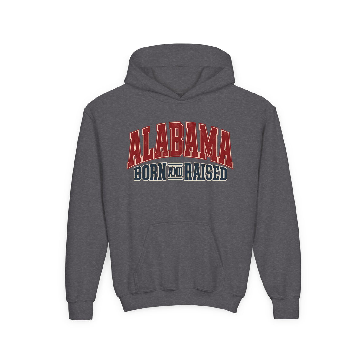 Alabama Born and Raised Vintage Athletic Heritage Unisex Youth Heavy Blend Hooded Sweatshirt Graphic