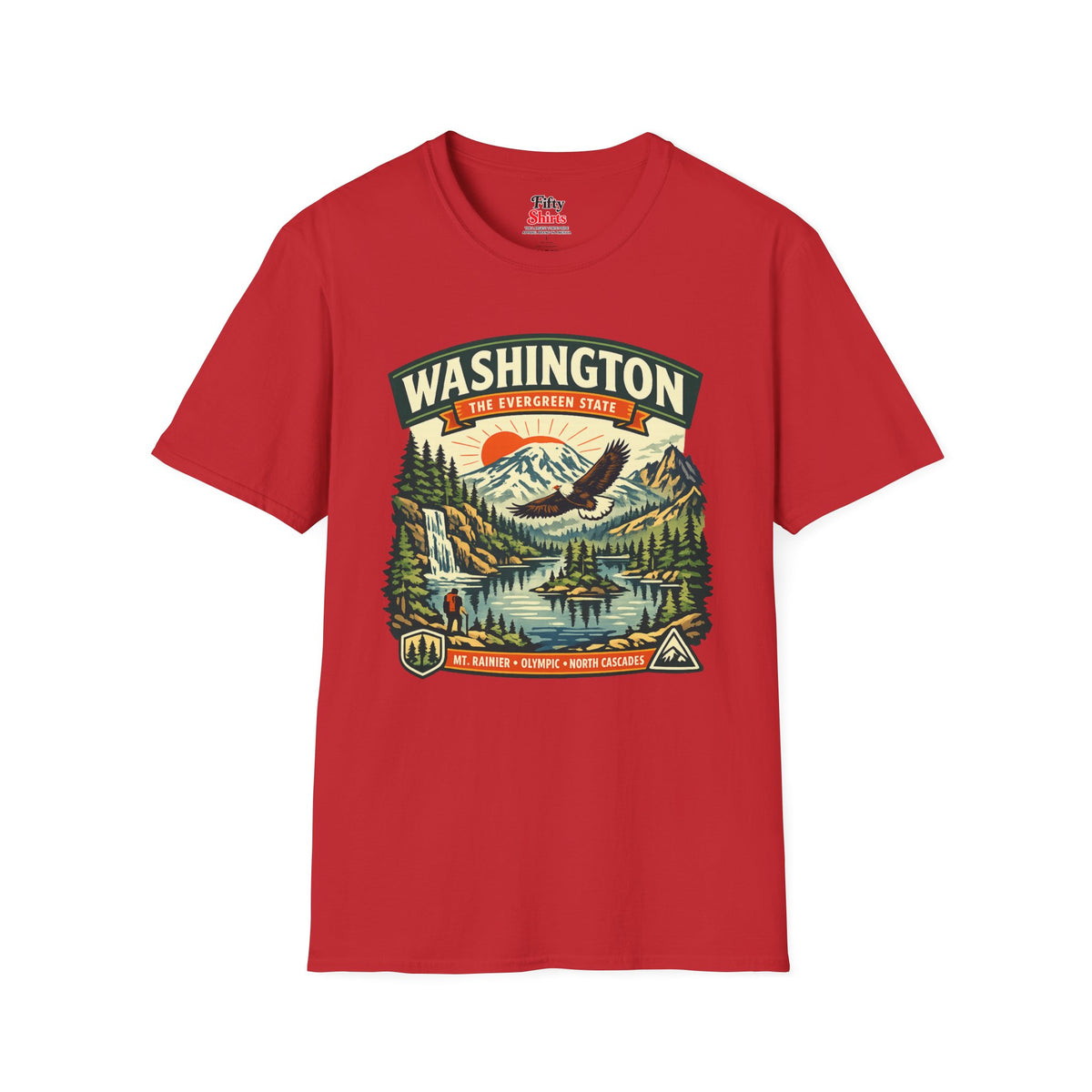 Washington Evergreen State Adventure Unisex Softstyle T Shirt State Pride Graphic Tee Collections FS03
