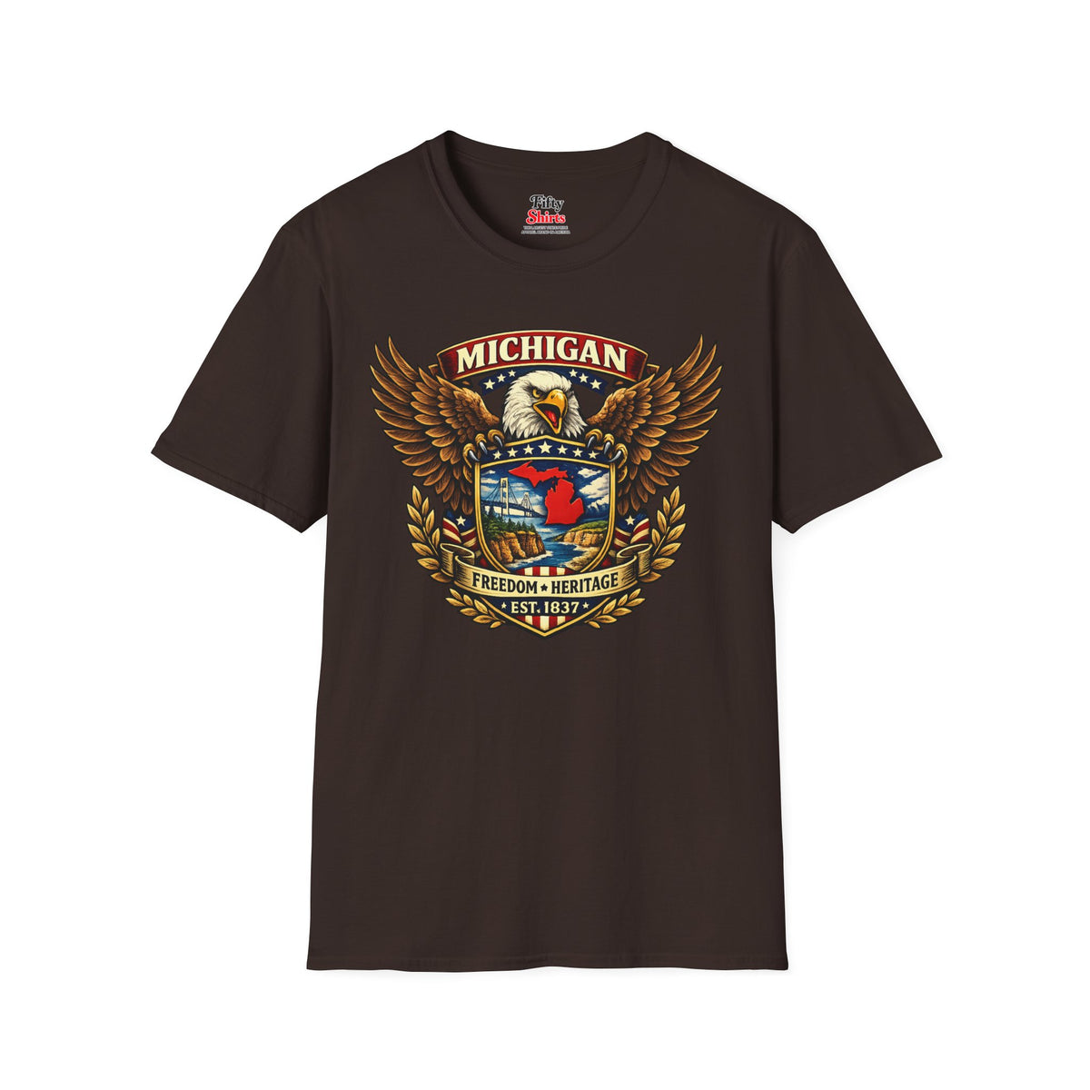 Michigan Americana Eagle Unisex Softstyle T Shirt State Pride Graphic Tee Collections FS03