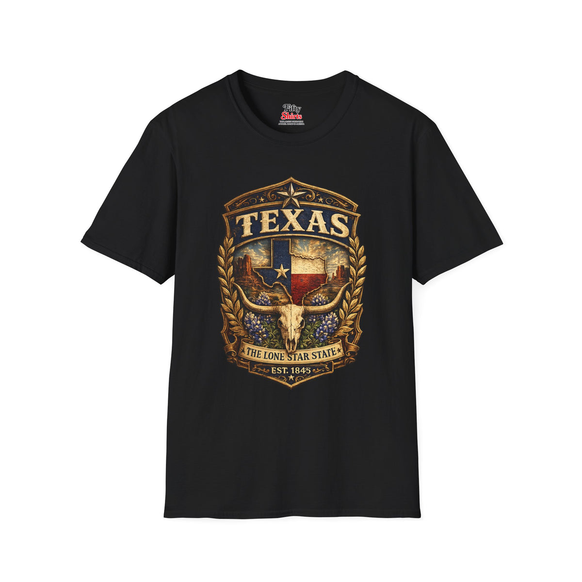 Texas Heritage Badge Unisex Softstyle T Shirt State Pride Graphic Tee Collections FS03