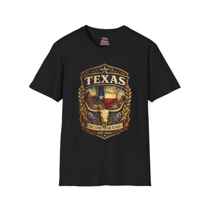 Texas Heritage Badge Unisex Softstyle T Shirt State Pride Graphic Tee Collections FS03