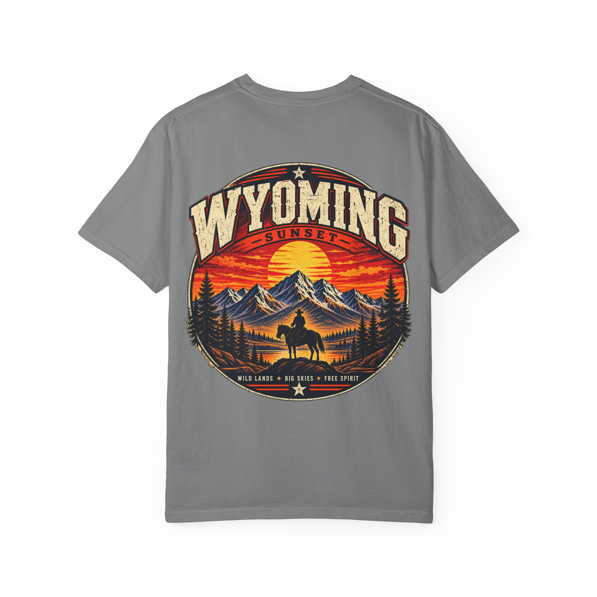 Wyoming Sunset Unisex Comfort Color 1717 Streetwear Graphic Tee