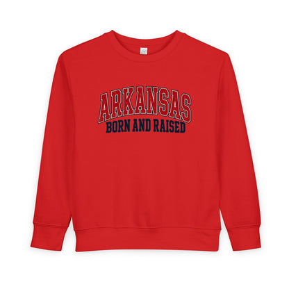 Arkansas Born and Raised Vintage Athletic Heritage Unisex Toddler Sweatshirt