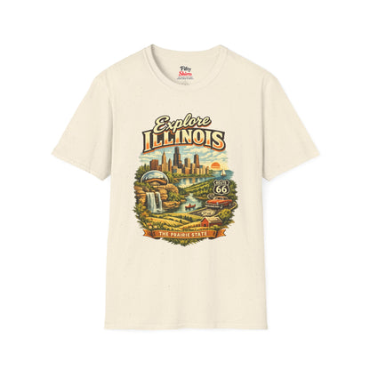 Explore Illinois Unisex Softstyle T Shirt State Pride Graphic Tee Collections FS03