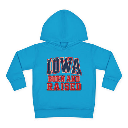 Iowa Born and Raised Vintage Collegiate Unisex Toddler Pullover Fleece Hoodie