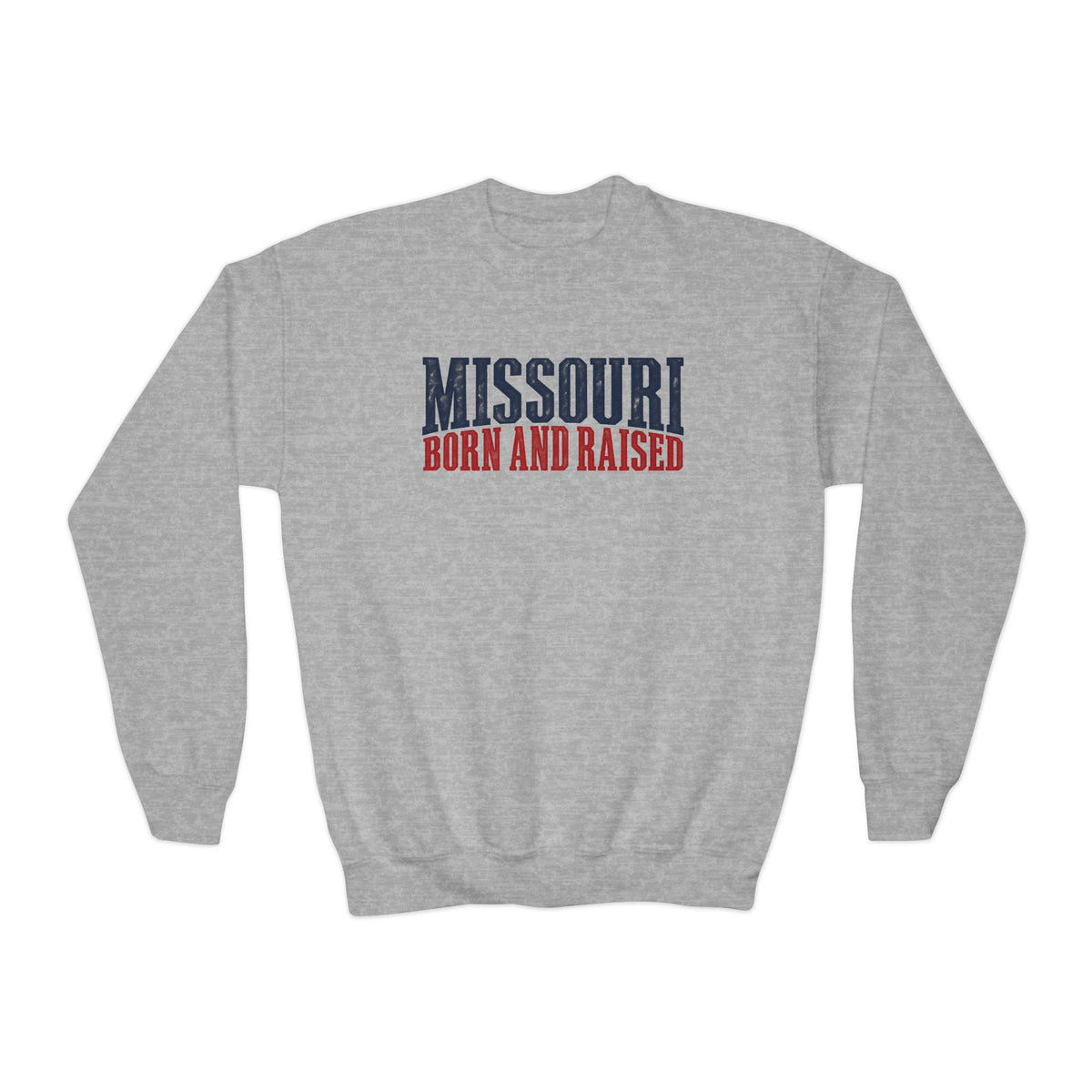 Missouri Born and Raised Premium Heritage Unisex Youth Crewneck Sweatshirt Graphic