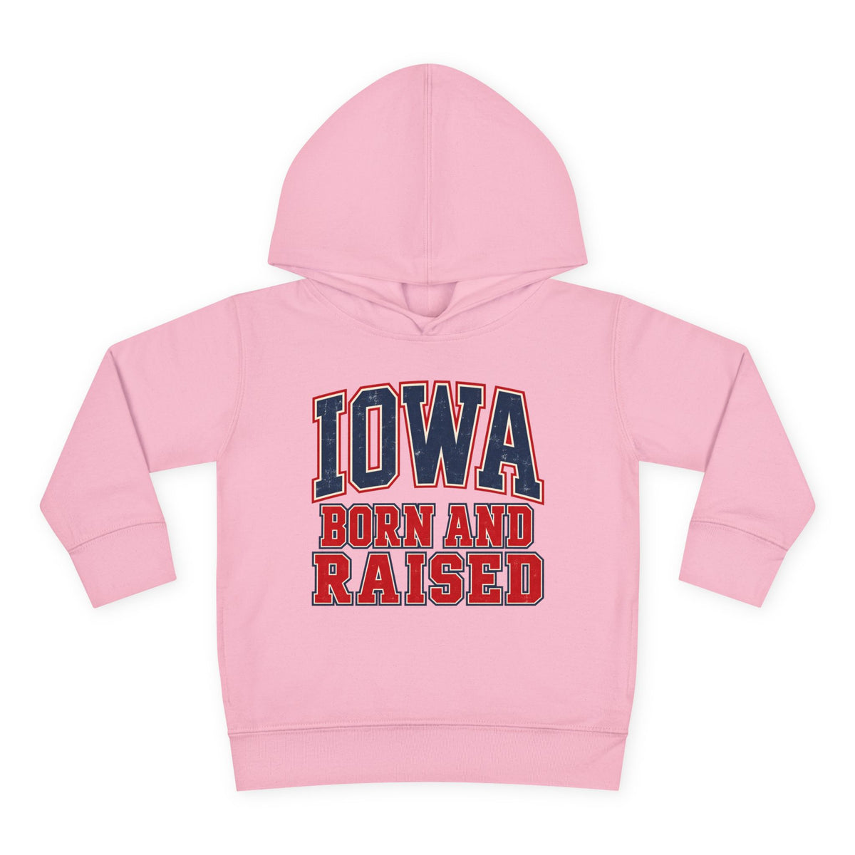 Iowa Born and Raised Vintage Collegiate Unisex Toddler Pullover Fleece Hoodie