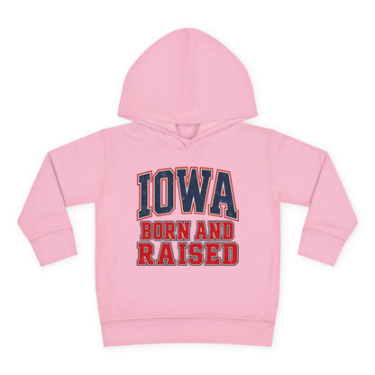 Iowa Born and Raised Vintage Collegiate Unisex Toddler Pullover Fleece Hoodie