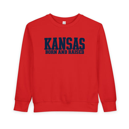 Kansas Born and Raised  Premium Streetwear Unisex Toddler Sweatshirt