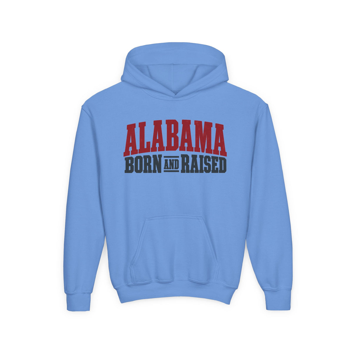 Alabama Born and Raised Rugged Workwear Unisex Youth Heavy Blend Hooded Sweatshirt Graphic