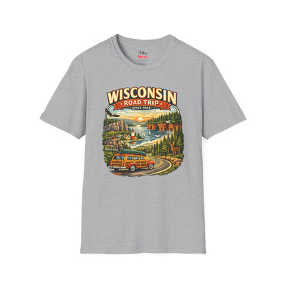 Wisconsin Road Trip Unisex Softstyle T Shirt State Pride Graphic Tee Collections FS03