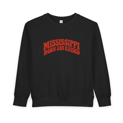 Mississippi Born and Raised Retro 1970s Unisex Toddler Sweatshirt