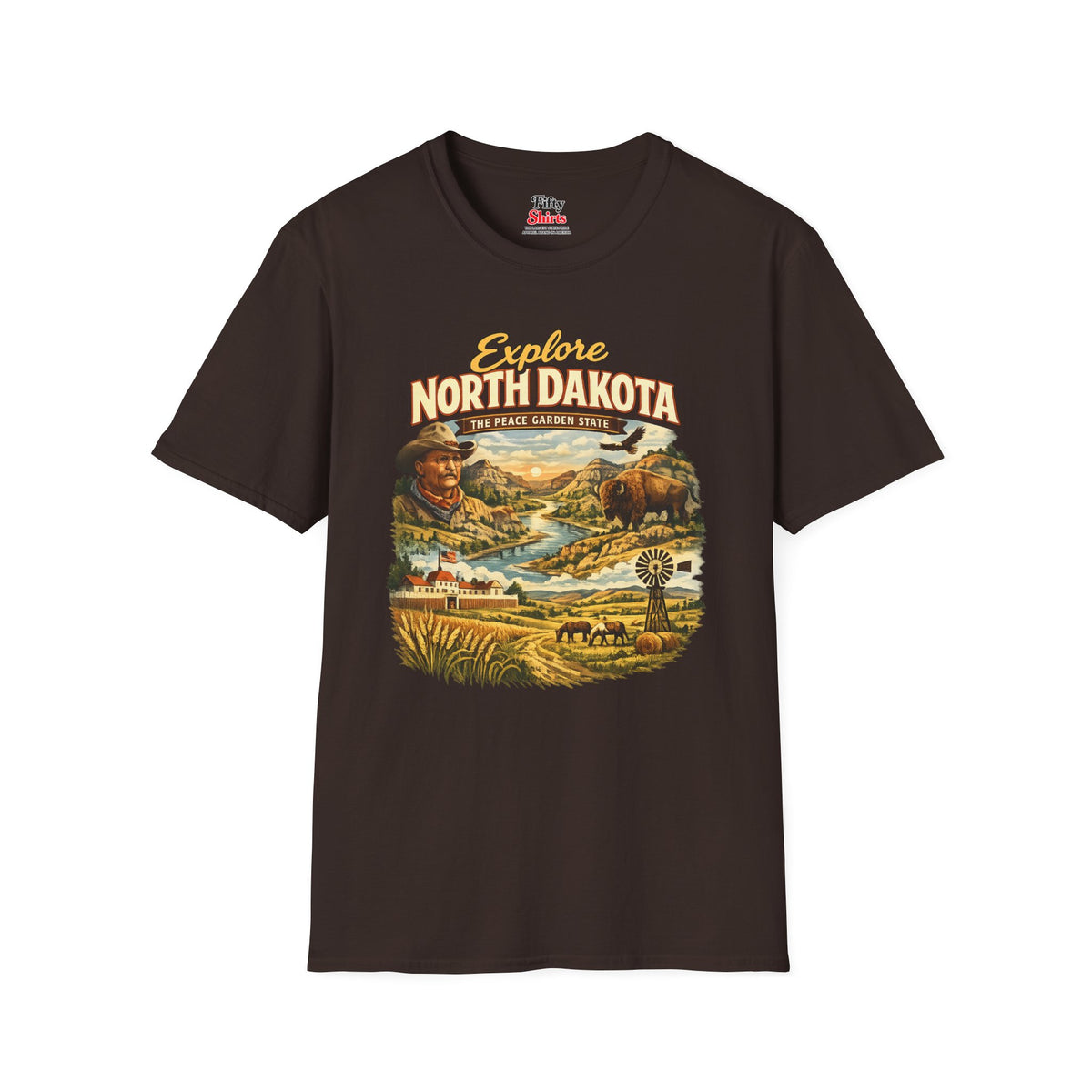 Explore North Dakota Unisex Softstyle T Shirt State Pride Graphic Tee Collections FS03
