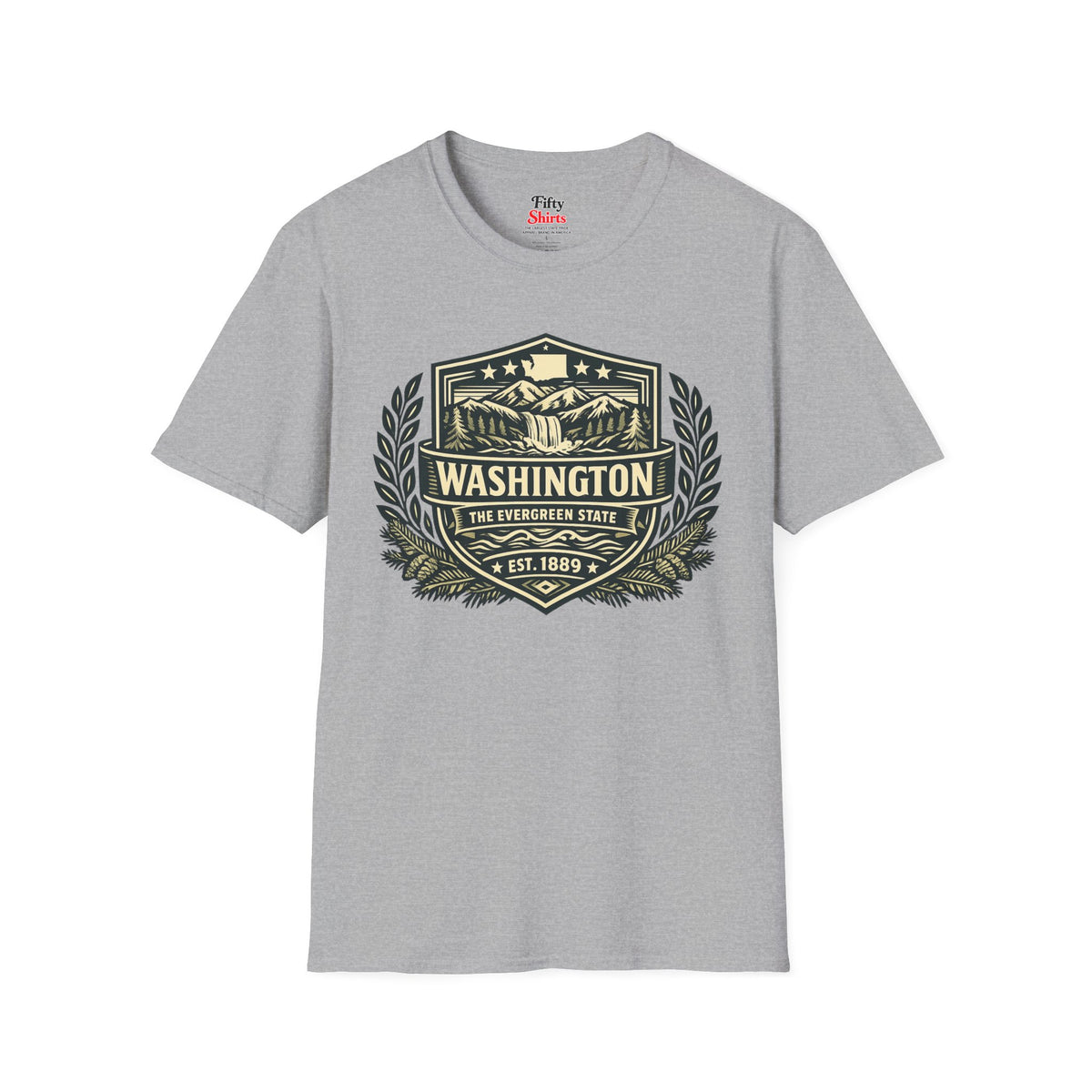 Washington Heritage Badge Unisex Softstyle T Shirt State Pride Graphic Tee Collections FS03